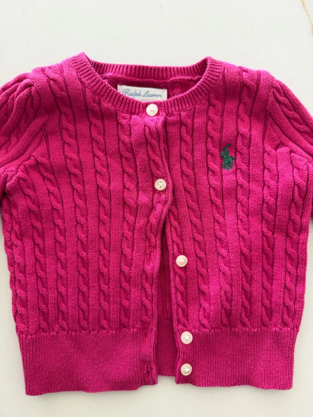 Ralph Lauren Baby Cable-Knit Cardigan - Bright Pink